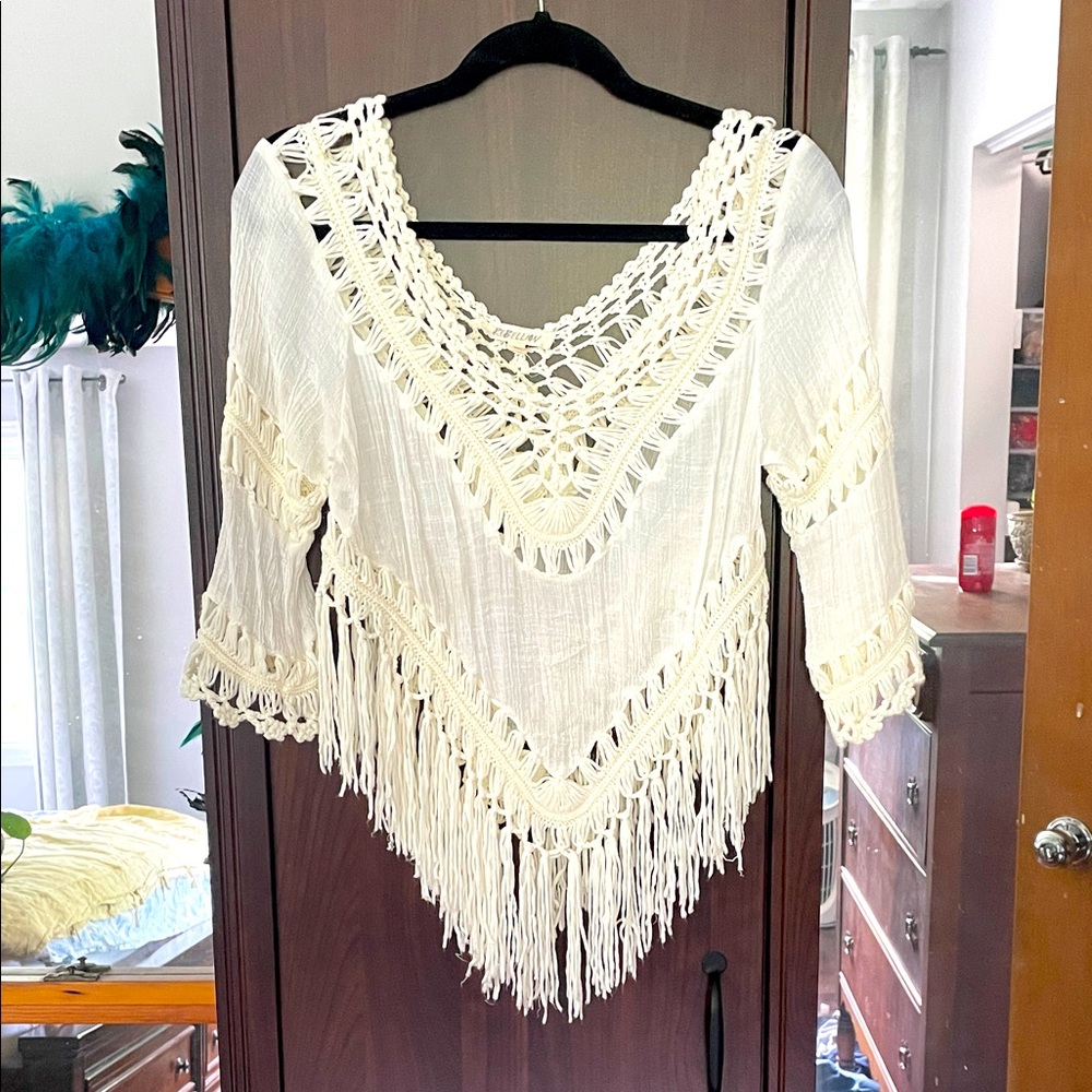 Rebellion Cream Crochet Knitwear